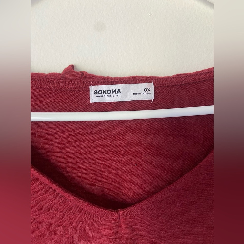 Sonoma Split Neck Knit Long Sleeve Top - Deep Red - Picture 5 of 12